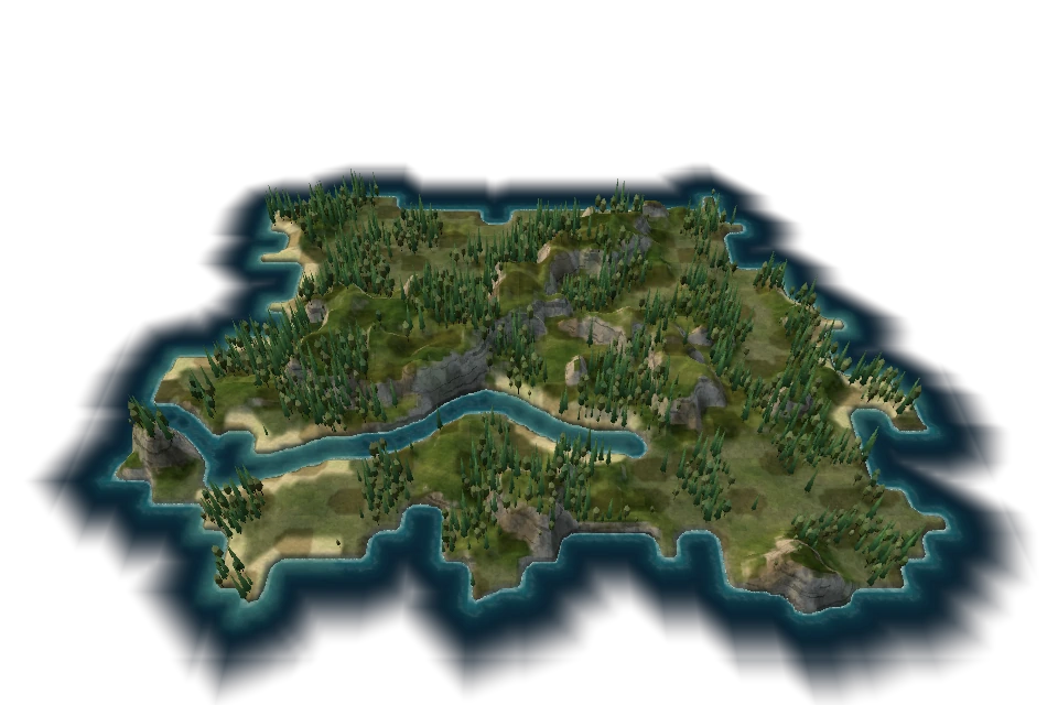 Generated mainland & winding river map from the game’s terrain survey
